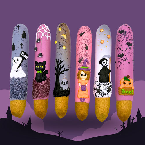 Candy Horse HALLOWEEN – Limited Edition Iced Sticks I 6 hestegodbidder dekoreret med royal icing